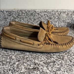 Louis Vuitton Tan Suede Moccasin Loafers with Rope Laces